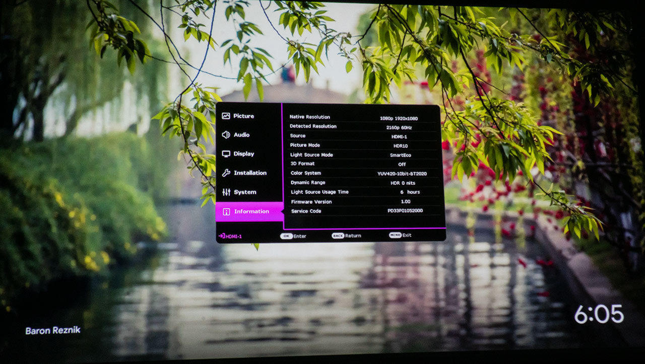 Benq Lh730 Projector Menu - Projector Reviews - Image