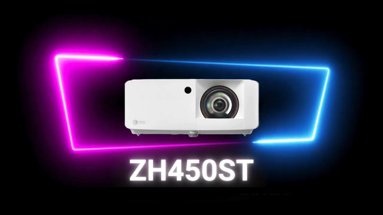 Optoma ZH450ST DLP laser projector with Texas Instruments chip and blue phosphor light source