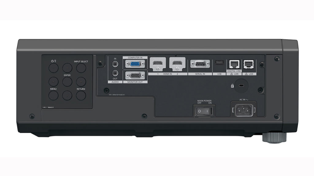 Panasonic PT-FRQ50 Projector rear panel with connections