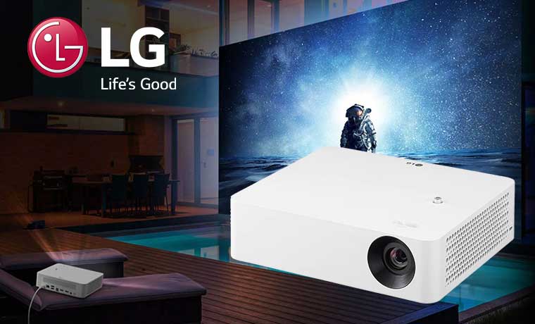 Front view of the LG PF610P compact Full HD LED projector